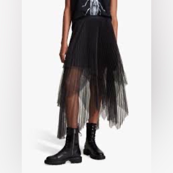 All Saints Veena Metallic Tulle Skirt - Picture 2 of 10